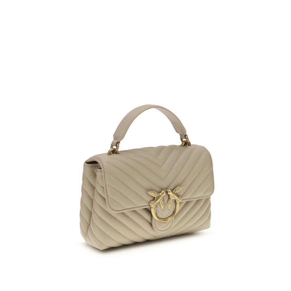 Pinko Love Lady Medium Top Handle Bag Beige Quilted Leather