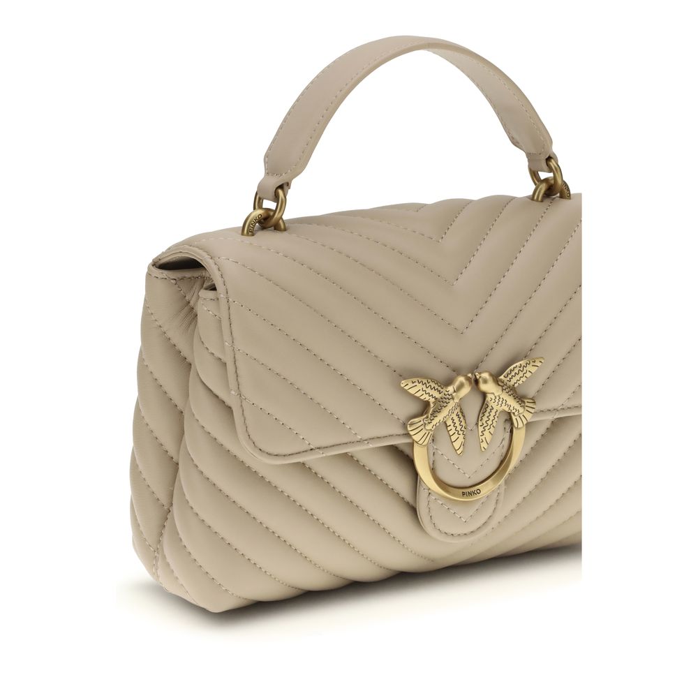 Pinko Love Lady Medium Top Handle Bag Beige Quilted Leather