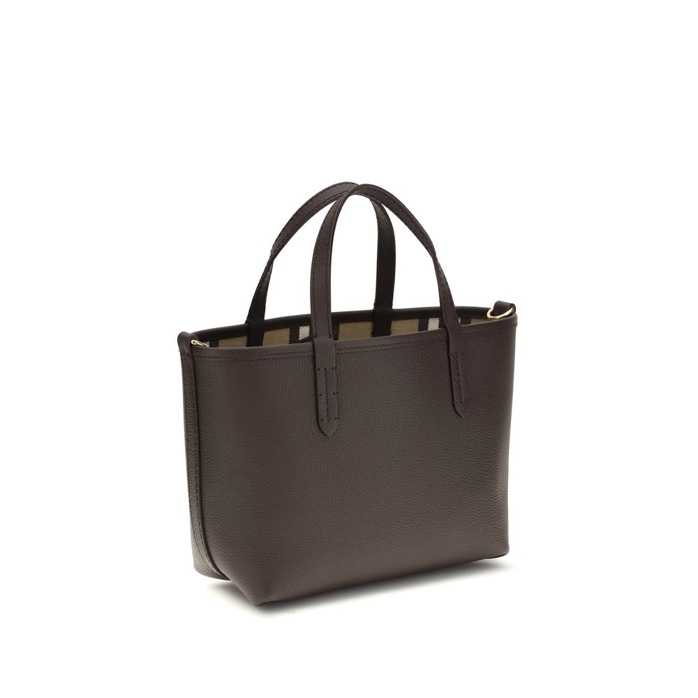 Burberry Bloomsbury Mini Reversible Leather Tote Bag Dark Brown