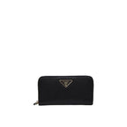 Prada Saffiano Leather Zip Wallet in Black