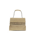 Moschino Tie Me Large Handbag Beige Suede Leather
