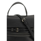 Moschino Tie Me Medium Handbag Black Leather