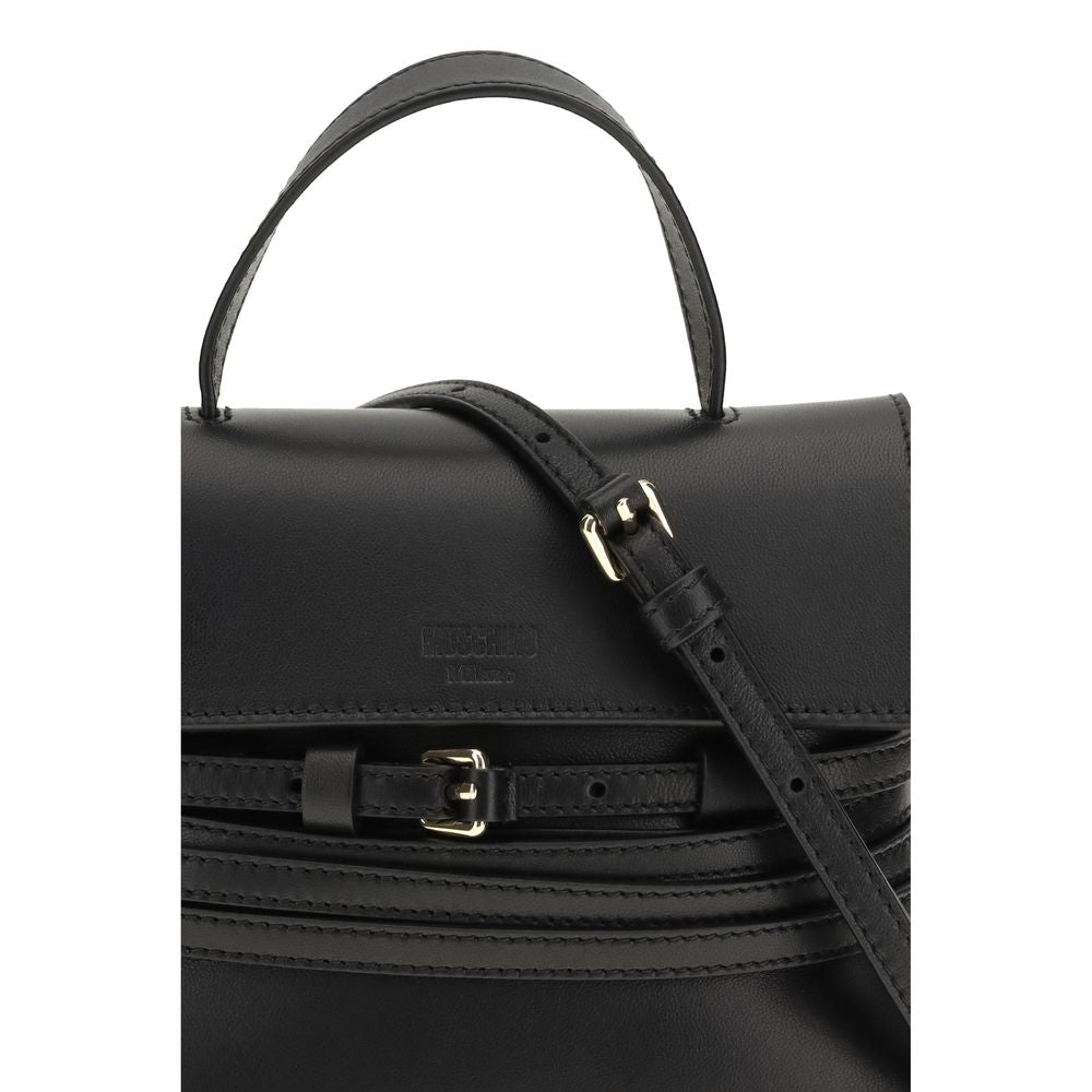Moschino Tie Me Medium Handbag Black Leather