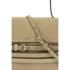 Moschino Tie Me Large Handbag Beige Suede Leather