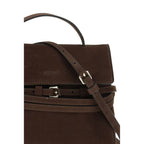 Moschino Tie Me Medium Handbag Brown Suede Leather