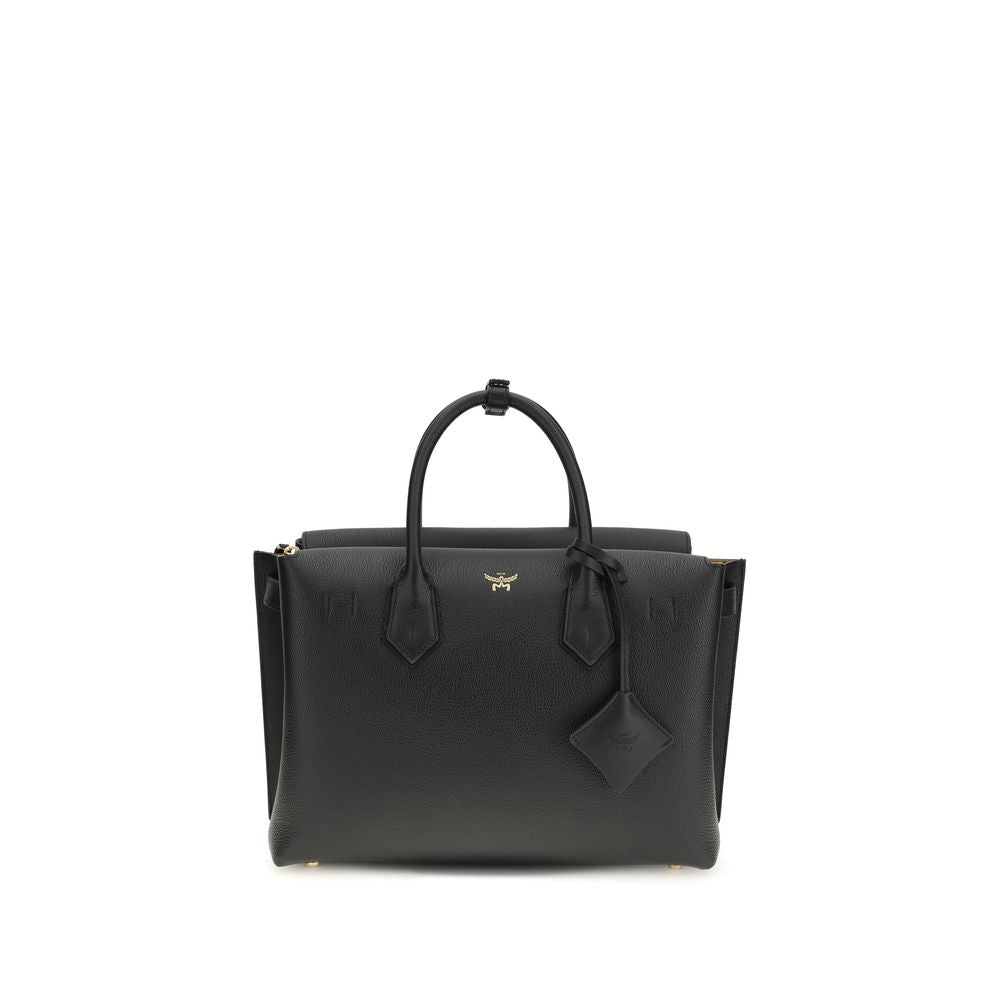 MCM Large Milla Leather Tote Bag in Black