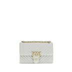 Pinko Love One Classic Medium Shoulder Bag Grey Quilted Leather