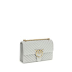 Pinko Love One Classic Medium Shoulder Bag Grey Quilted Leather