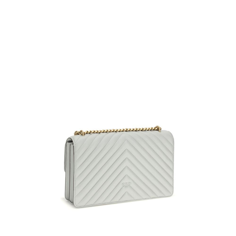 Pinko Love One Classic Medium Shoulder Bag Grey Quilted Leather