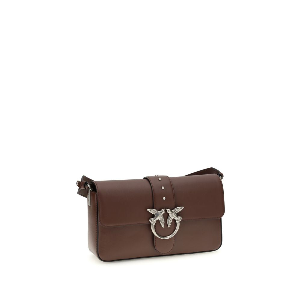 Pinko Love One Medium Shoulder Bag Brown Leather