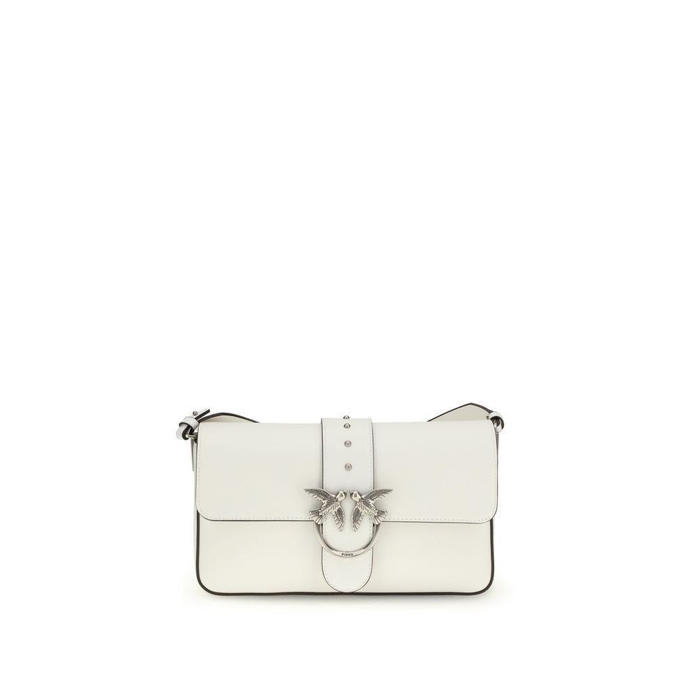 Pinko Love One Medium Shoulder Bag Cream Leather