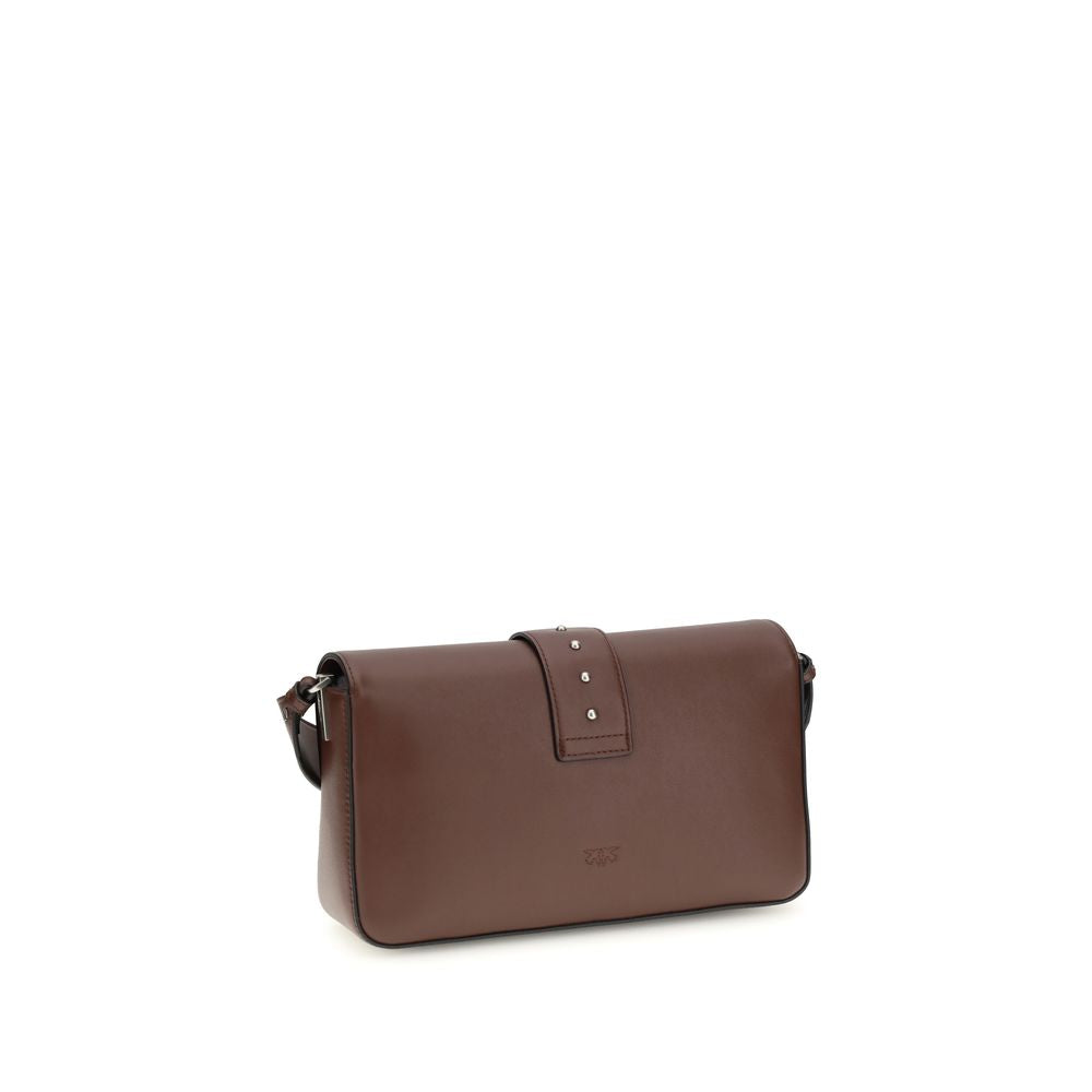 Pinko Love One Medium Shoulder Bag Brown Leather
