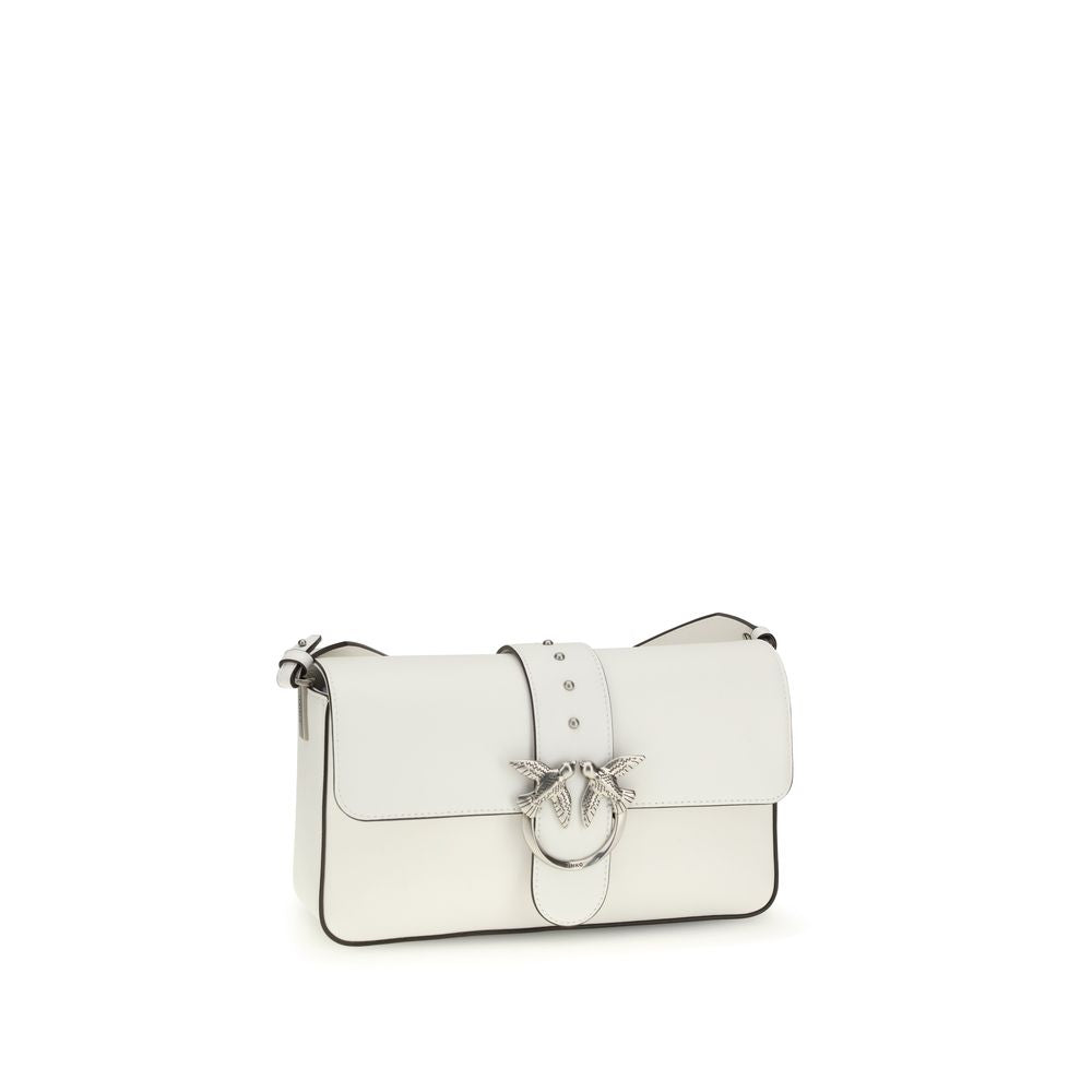 Pinko Love One Medium Shoulder Bag Cream Leather