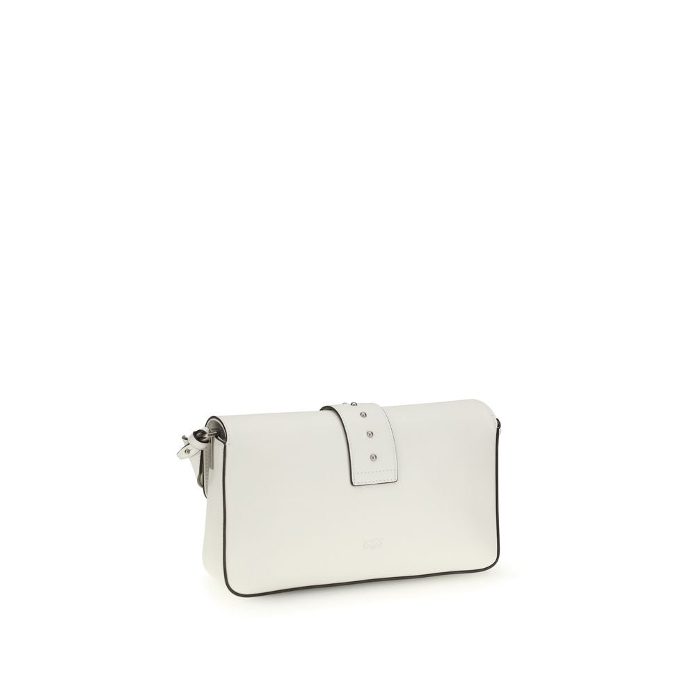 Pinko Love One Medium Shoulder Bag Cream Leather
