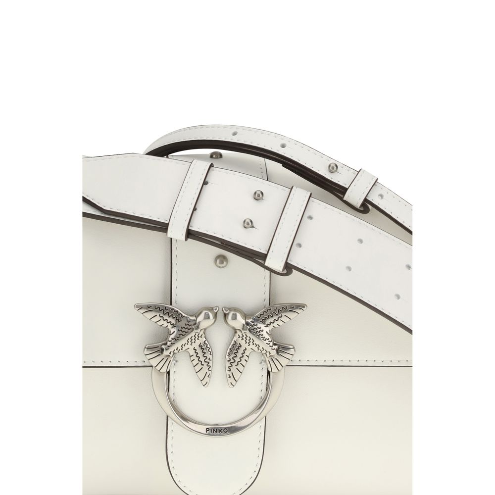 Pinko Love One Medium Shoulder Bag Cream Leather