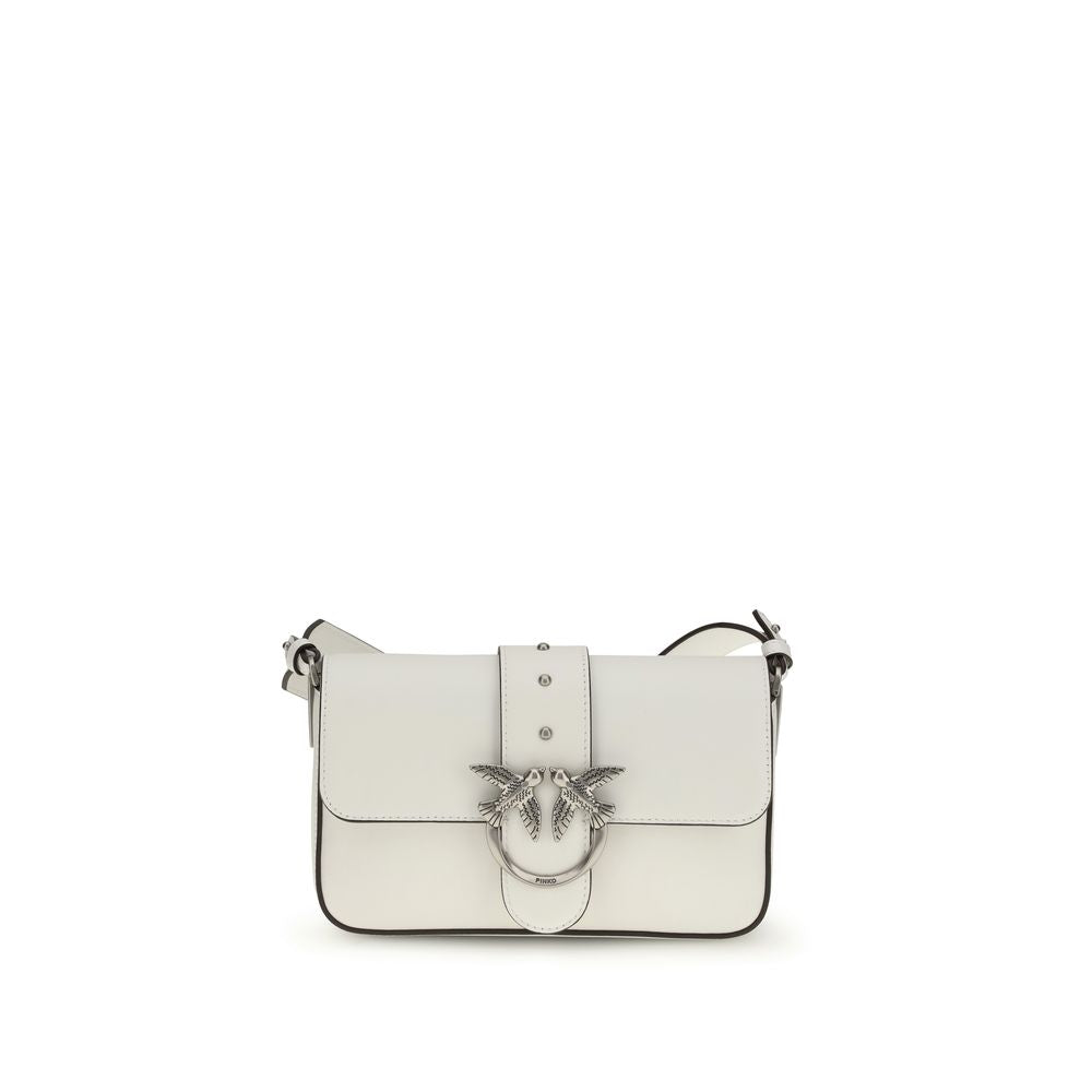Pinko Mini Love Shoulder Bag Cream Calf Leather