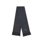 Prada Cashmere Fringe Scarf in Charcoal Grey