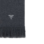 Prada Cashmere Fringe Scarf in Charcoal Grey