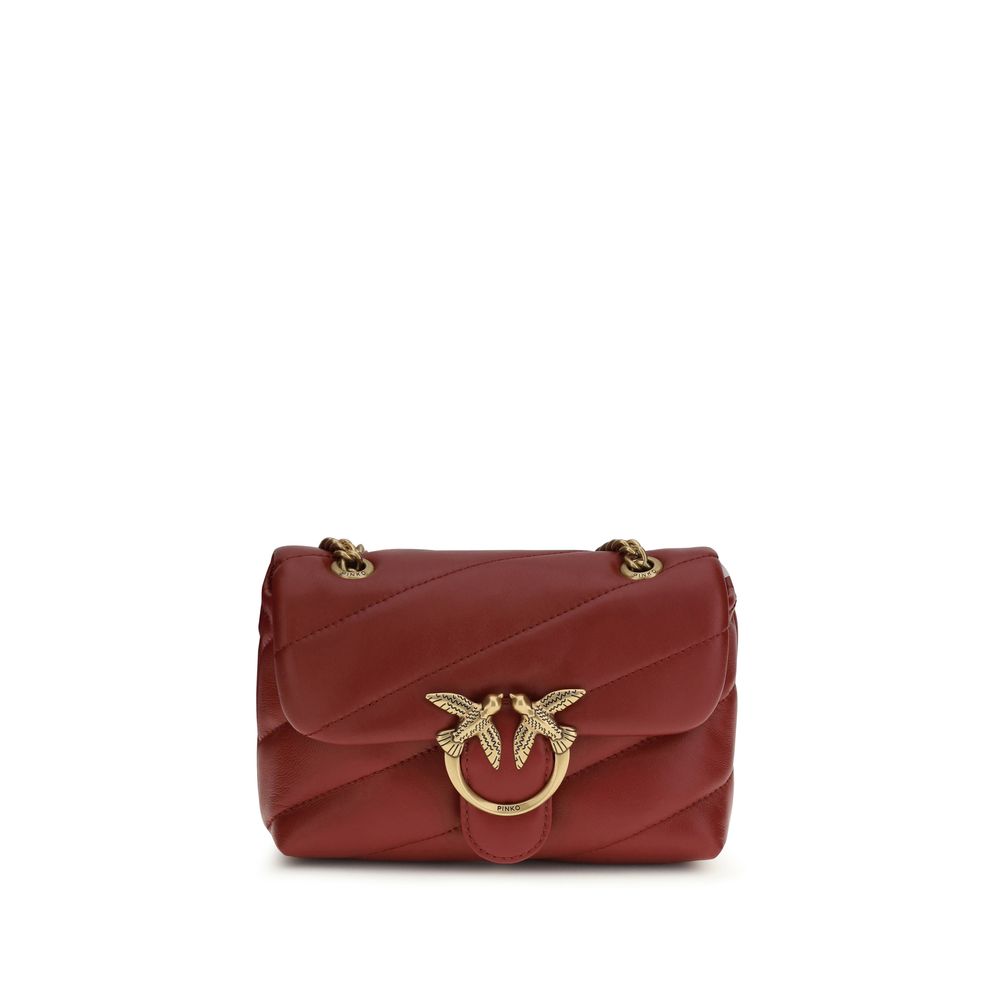 Pinko Love Baby Mini Shoulder Bag Burgundy Quilted Leather