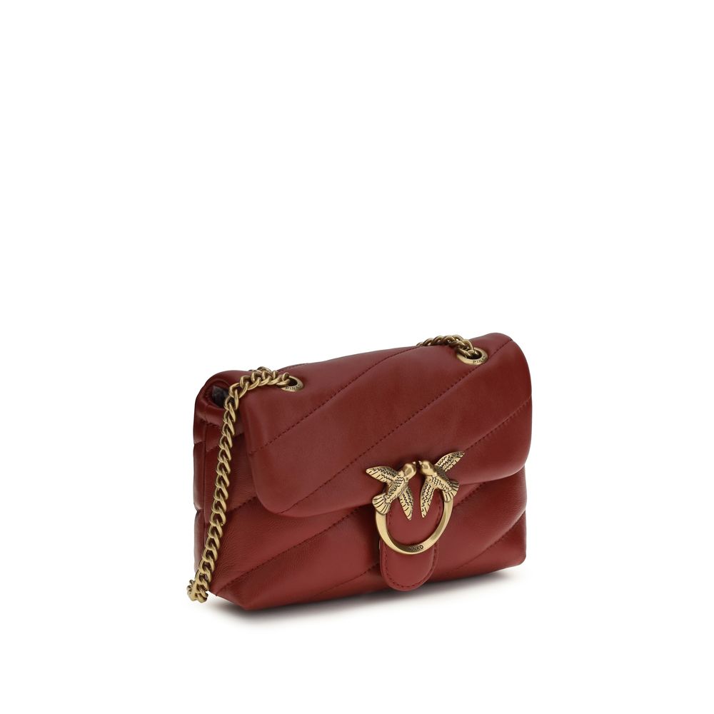 Pinko Love Baby Mini Shoulder Bag Burgundy Quilted Leather