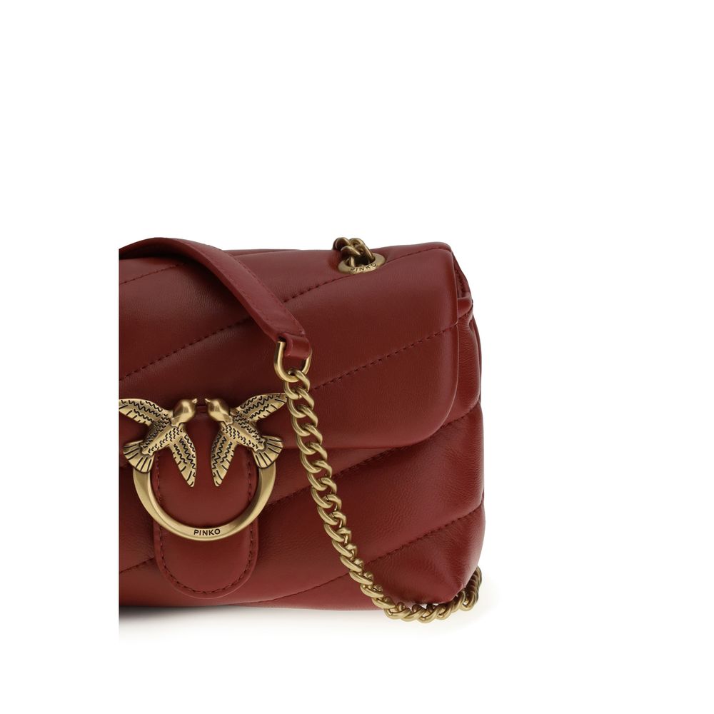 Pinko Love Baby Mini Shoulder Bag Burgundy Quilted Leather