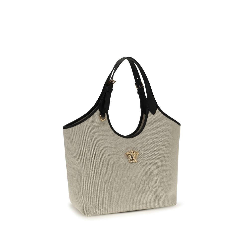 Versace La Medusa Cotton Tote Bag Beige