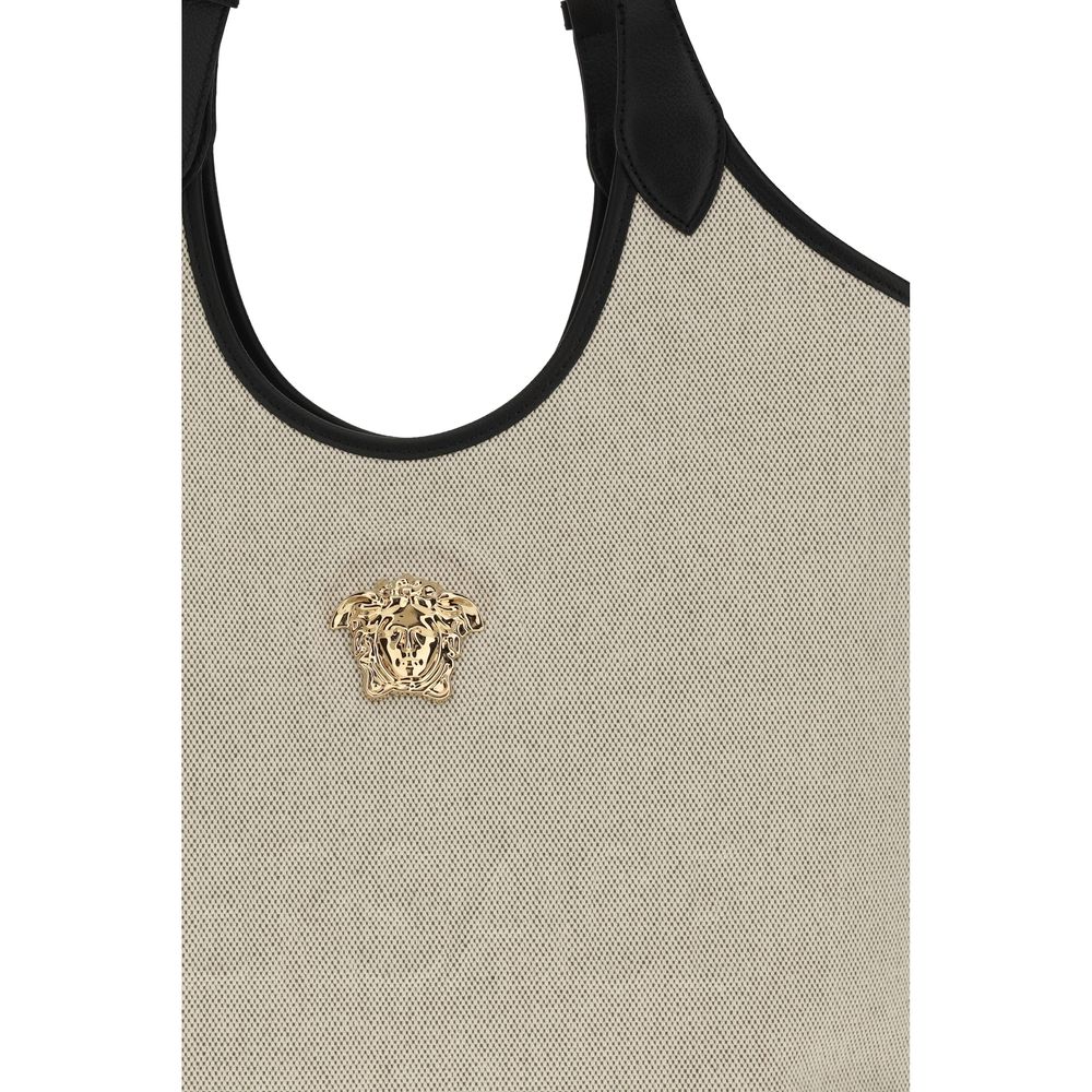 Versace La Medusa Cotton Tote Bag Beige