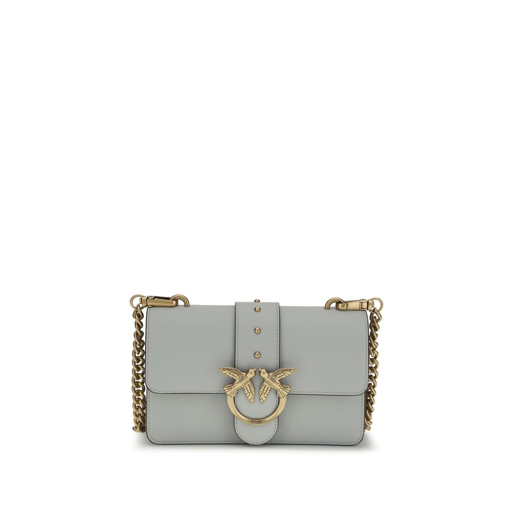 Pinko Love One Mini Shoulder Bag Powder Blue Leather