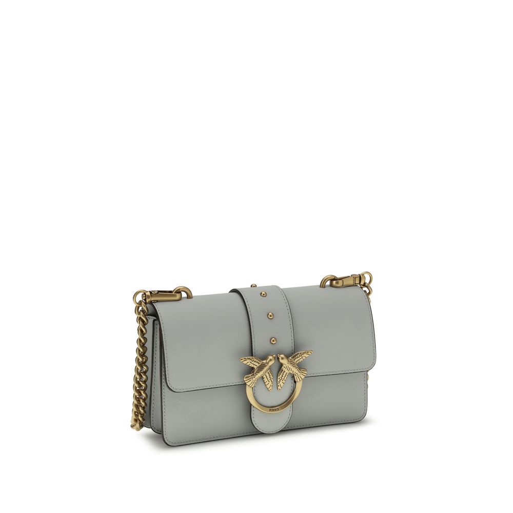 Pinko Love One Mini Shoulder Bag Powder Blue Leather