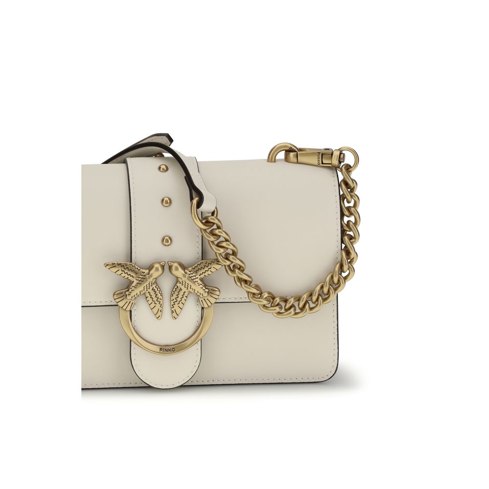Pinko Love One Mini Shoulder Bag Cream Leather