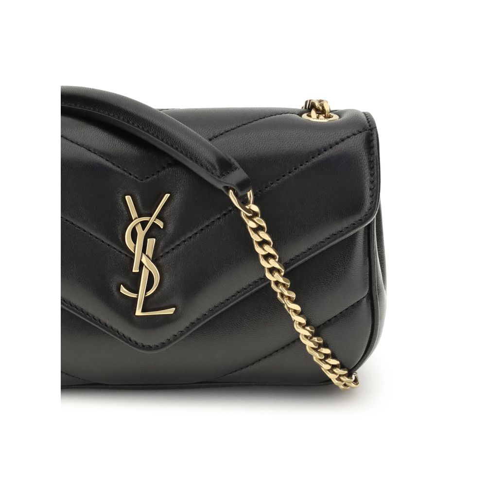 Saint Laurent Loulou Toy Shoulder Bag Black Matelassé Lambskin YSL Logo