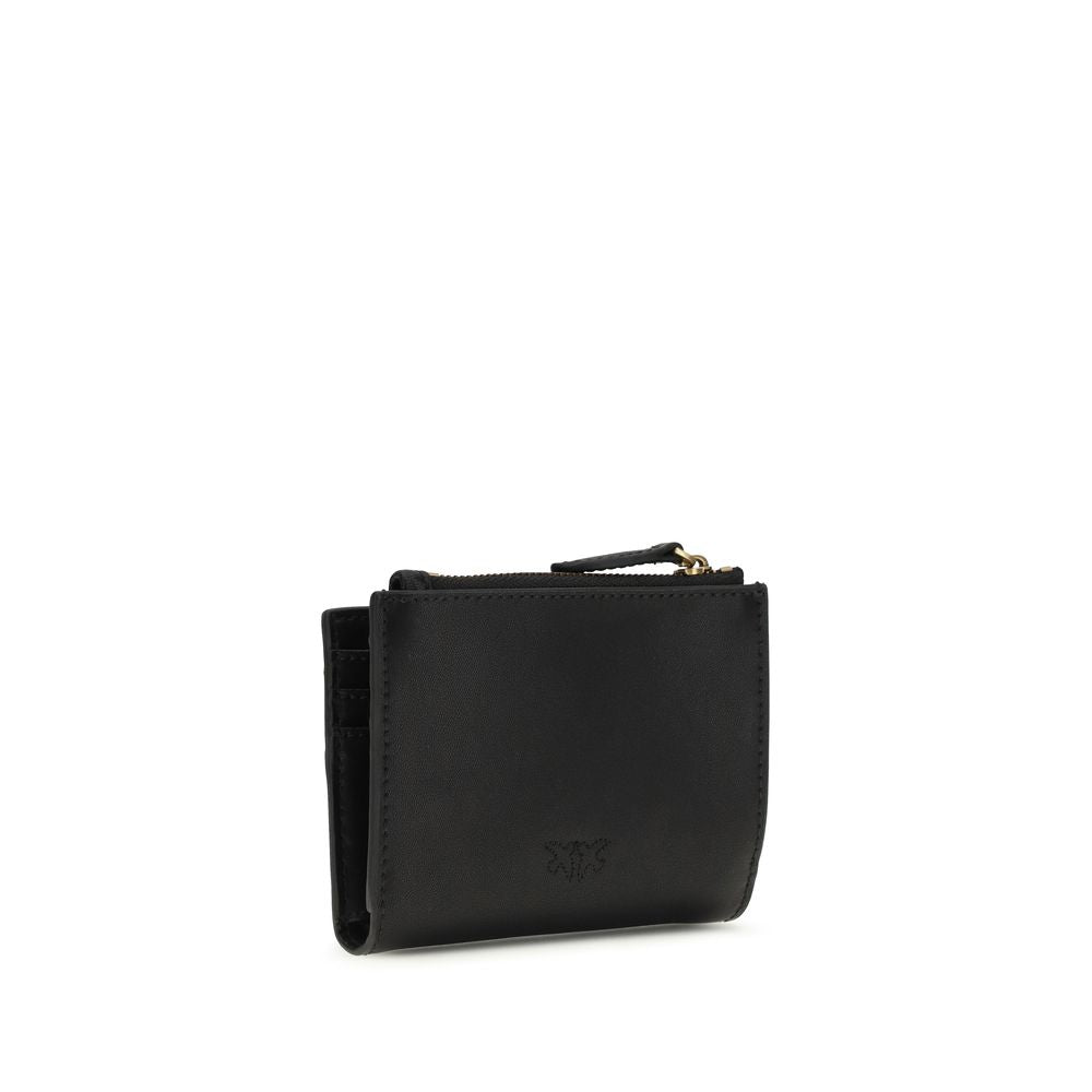 Pinko Love Birds Logo Wallet Small Calf Leather Black