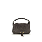 Chloé Marcie Small Shoulder Bag Suede Calfskin Kohl Brown
