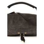 Chloé Marcie Small Shoulder Bag Suede Calfskin Kohl Brown