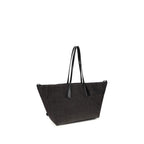 Balmain Track Raffia Shoulder Tote Bag Black