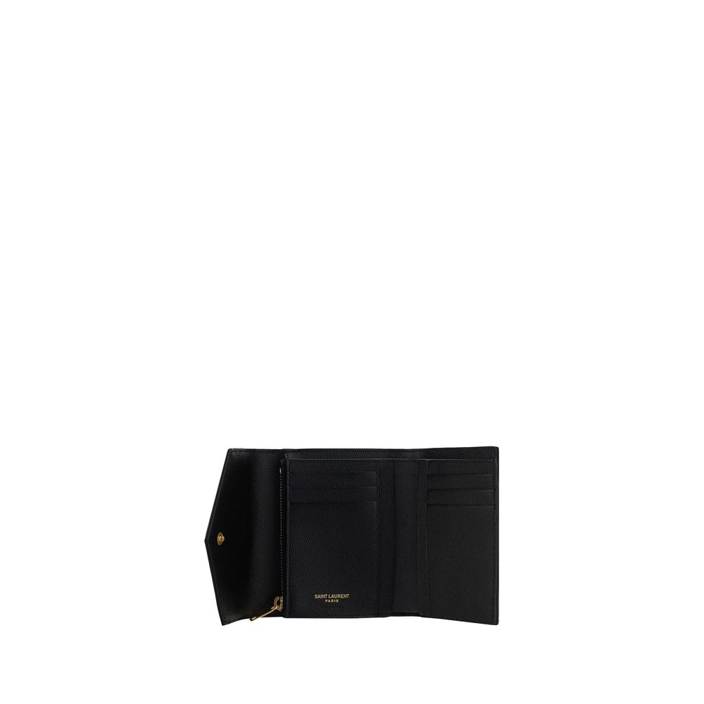 Saint Laurent Cassandre Matelassé Compact Wallet Black Quilted Leather
