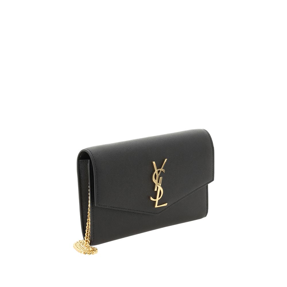 Saint Laurent Cassandre Wallet on Chain Black Smooth Leather