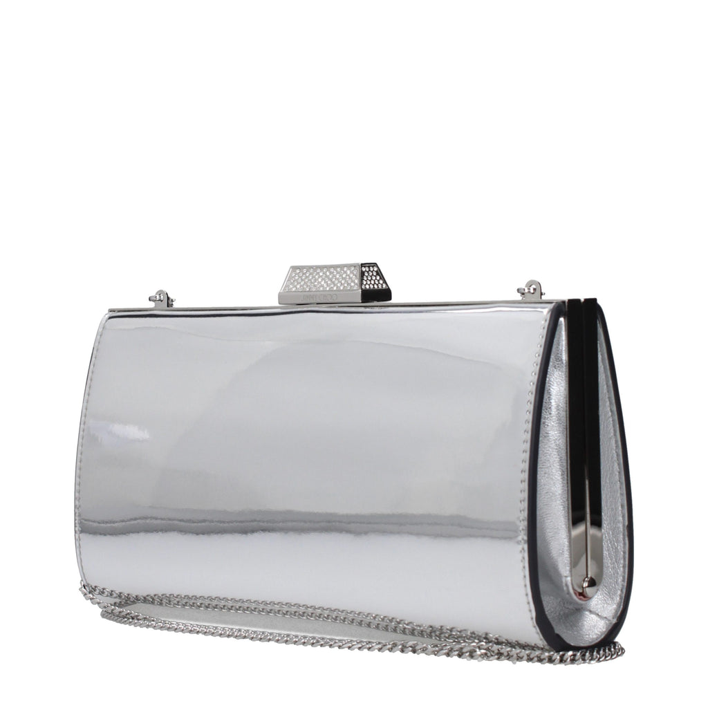 Jimmy Choo Zahra Clutch Silver Metallic Leather