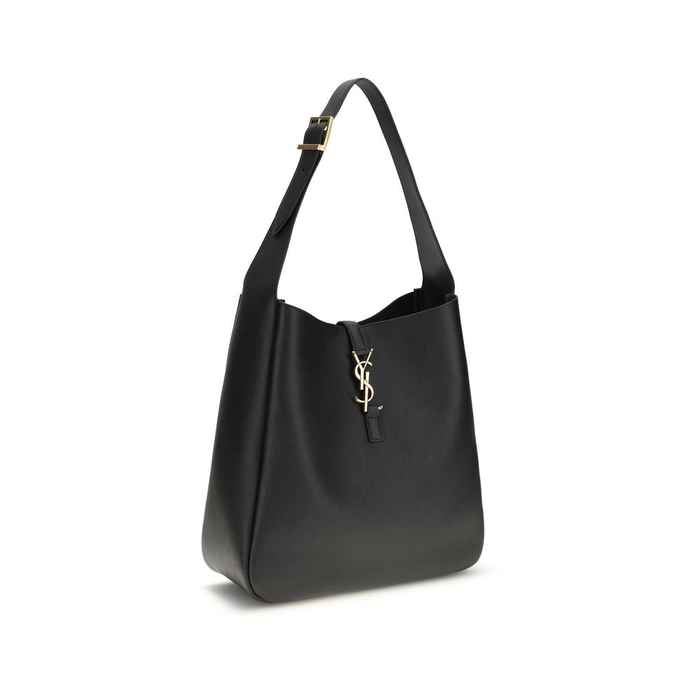 Saint Laurent Le 5 à 7 Large Hobo Bag Black Grained Leather YSL Logo