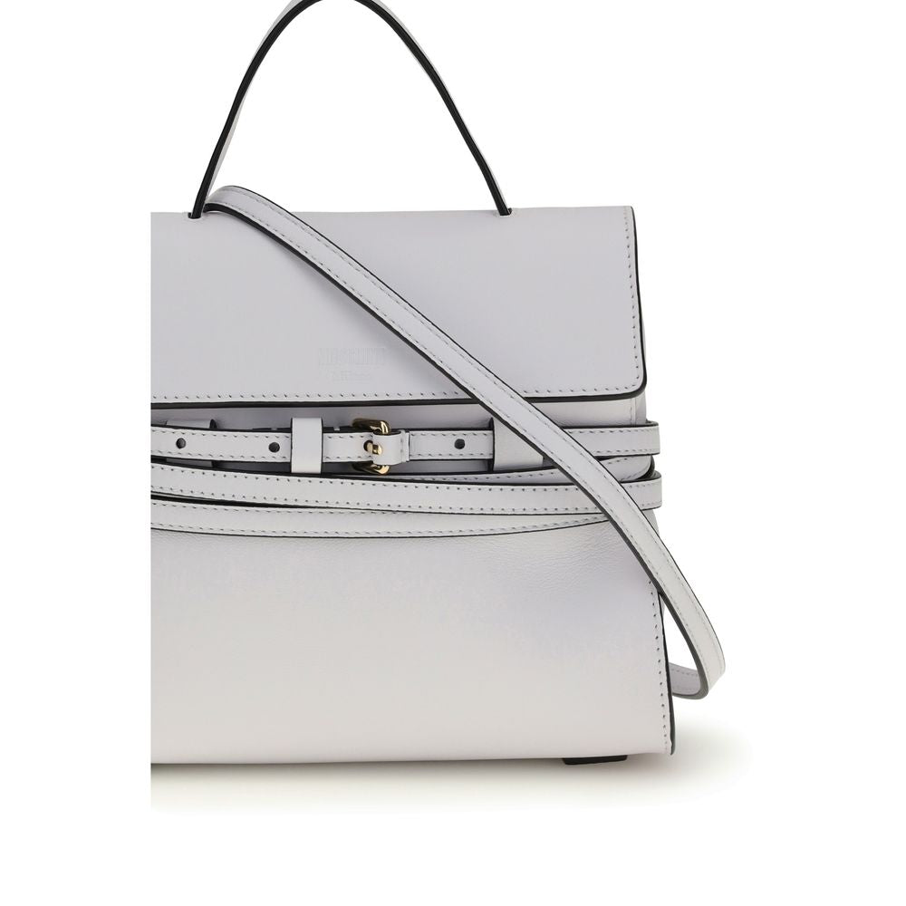Moschino Tie Me Medium Handbag White Leather