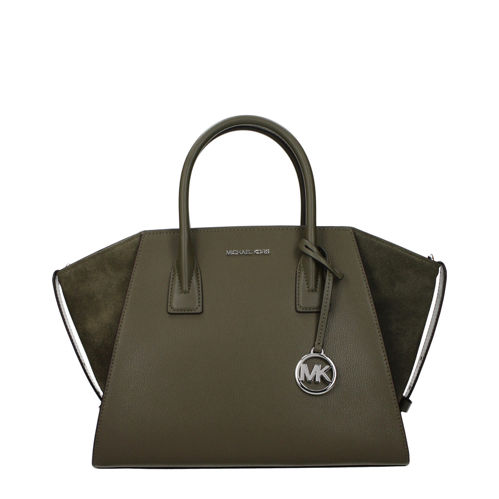 Michael Kors Avril Large Leather and Suede Satchel Olive