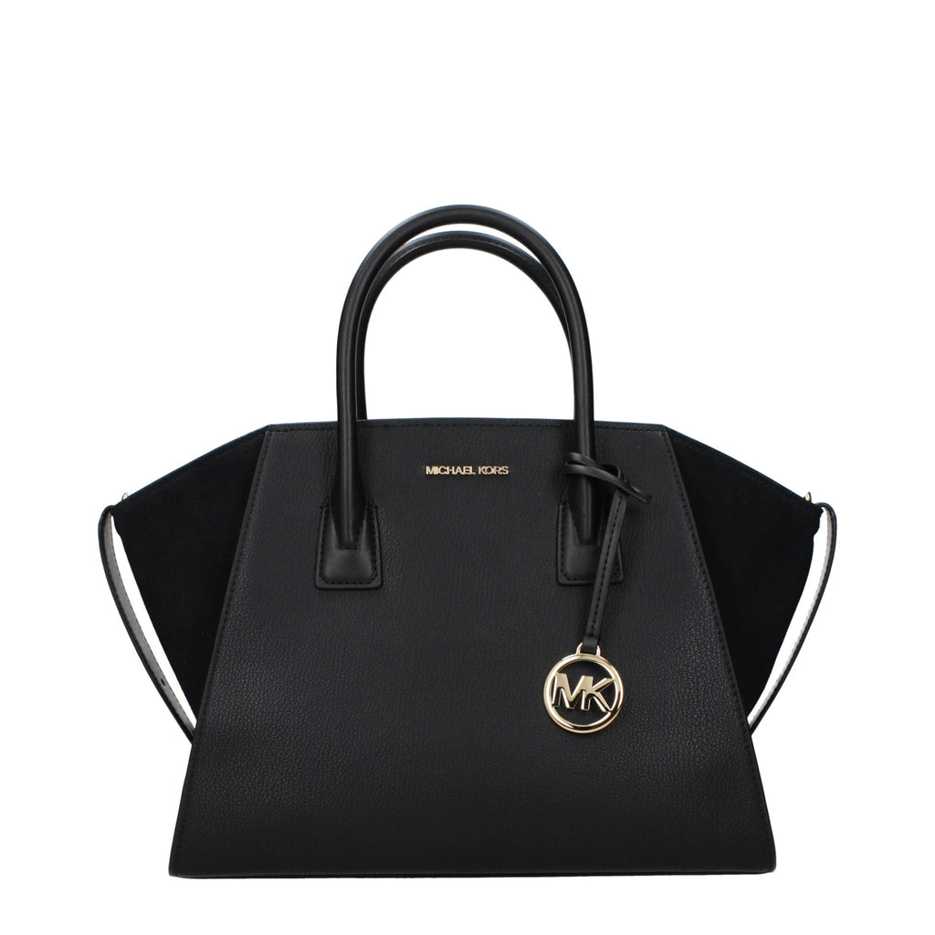 Michael Kors Avril Large Leather and Suede Satchel Black