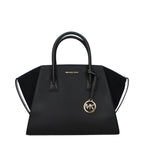 Michael Kors Avril Large Leather and Suede Satchel Black