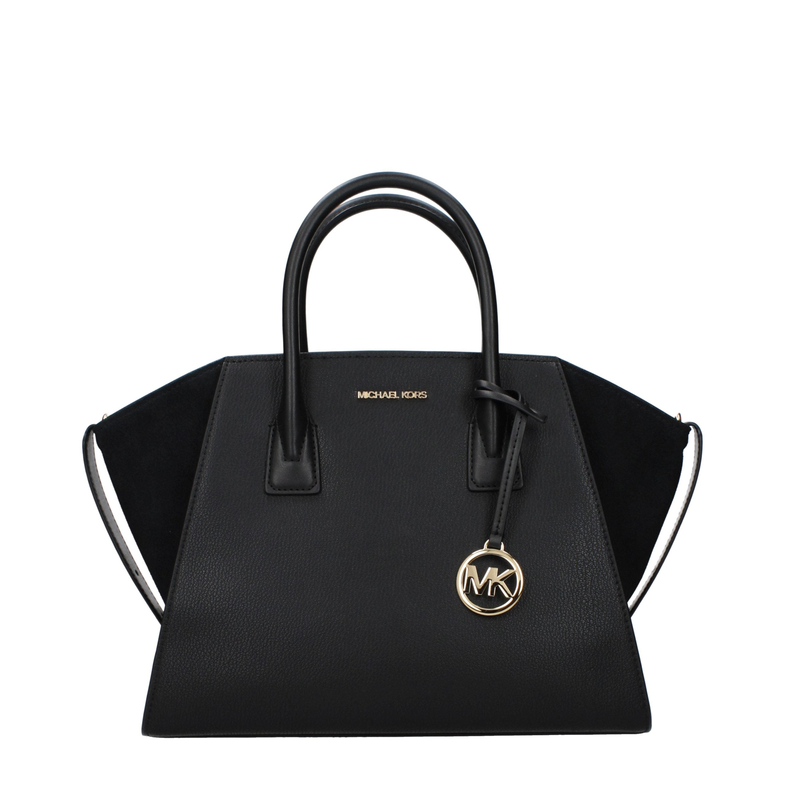 Michael Kors Avril Large Leather and Suede Satchel Black