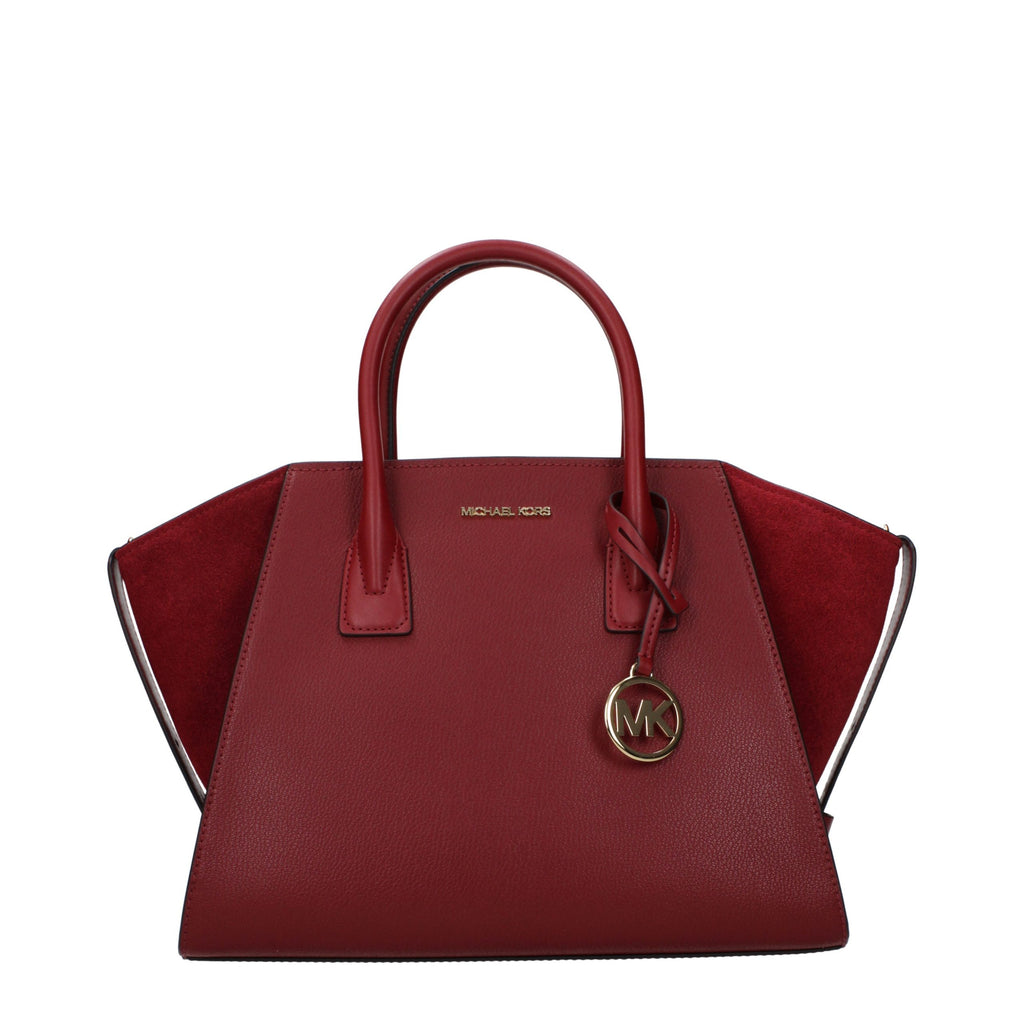 Michael Kors Avril Large Leather and Suede Satchel Cherry