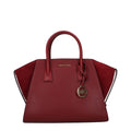 Michael Kors Avril Large Leather and Suede Satchel Cherry