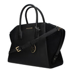 Michael Kors Avril Large Leather and Suede Satchel Black