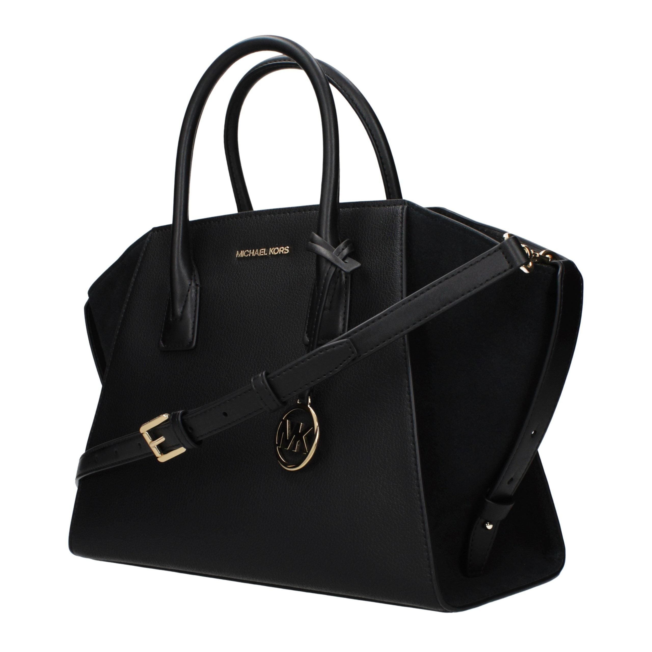 Michael Kors Avril Large Leather and Suede Satchel Black