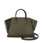 Michael Kors Avril Large Leather and Suede Satchel Olive