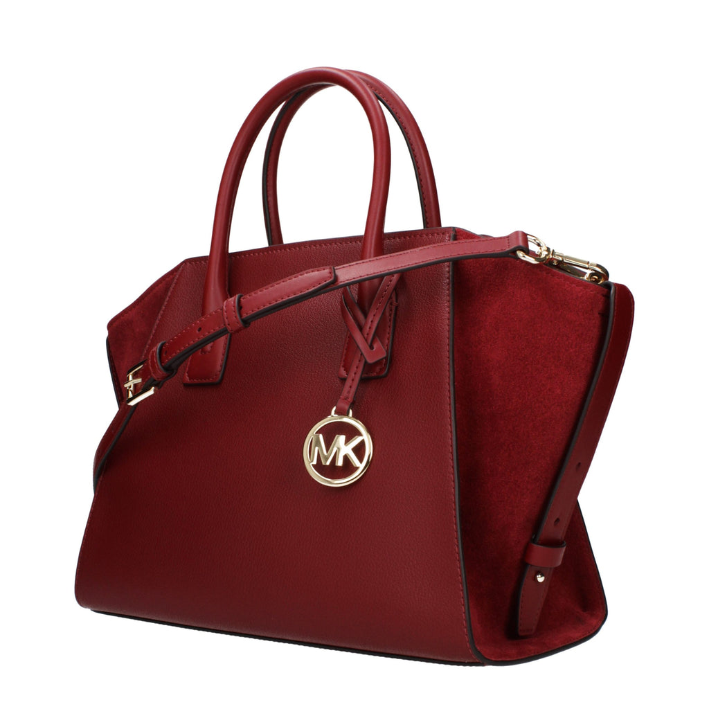 Michael Kors Avril Large Leather and Suede Satchel Cherry